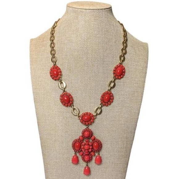 Stella & Dot Sardinia Vibrant Red Statement Necklace - Picture 7 of 9